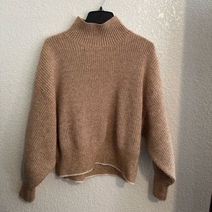 H&M tan knit sweater mock turtleneck
